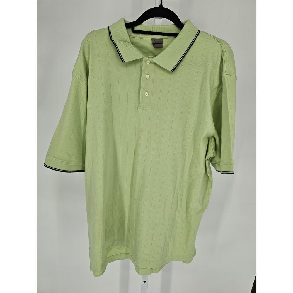 R&R Casuals Mens Sz XXL Short Sleeve Polo Shirt Lime Green 100% Cotton